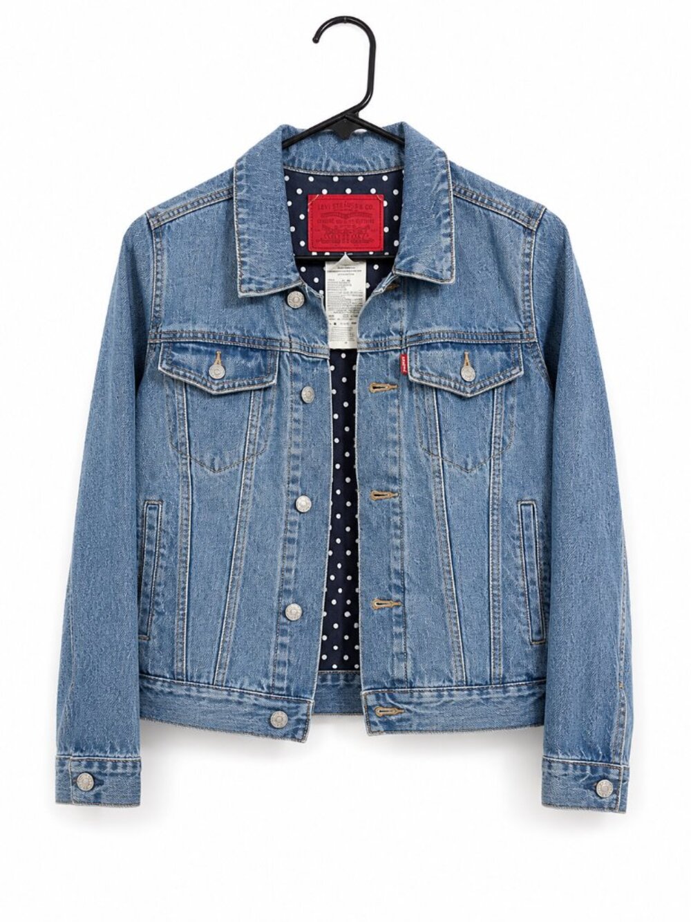 Levi’s Girls Denim Jacket Youth M 10-12 Polka Dot Lined Trucker